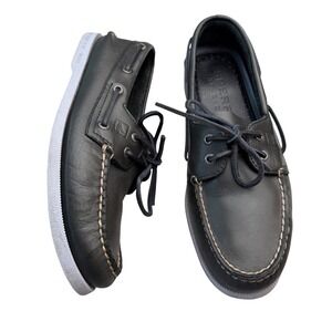 Sperry Top-Sider Boat Shoes Black Leather Mens 9 1285311 L-13 61317 nautical